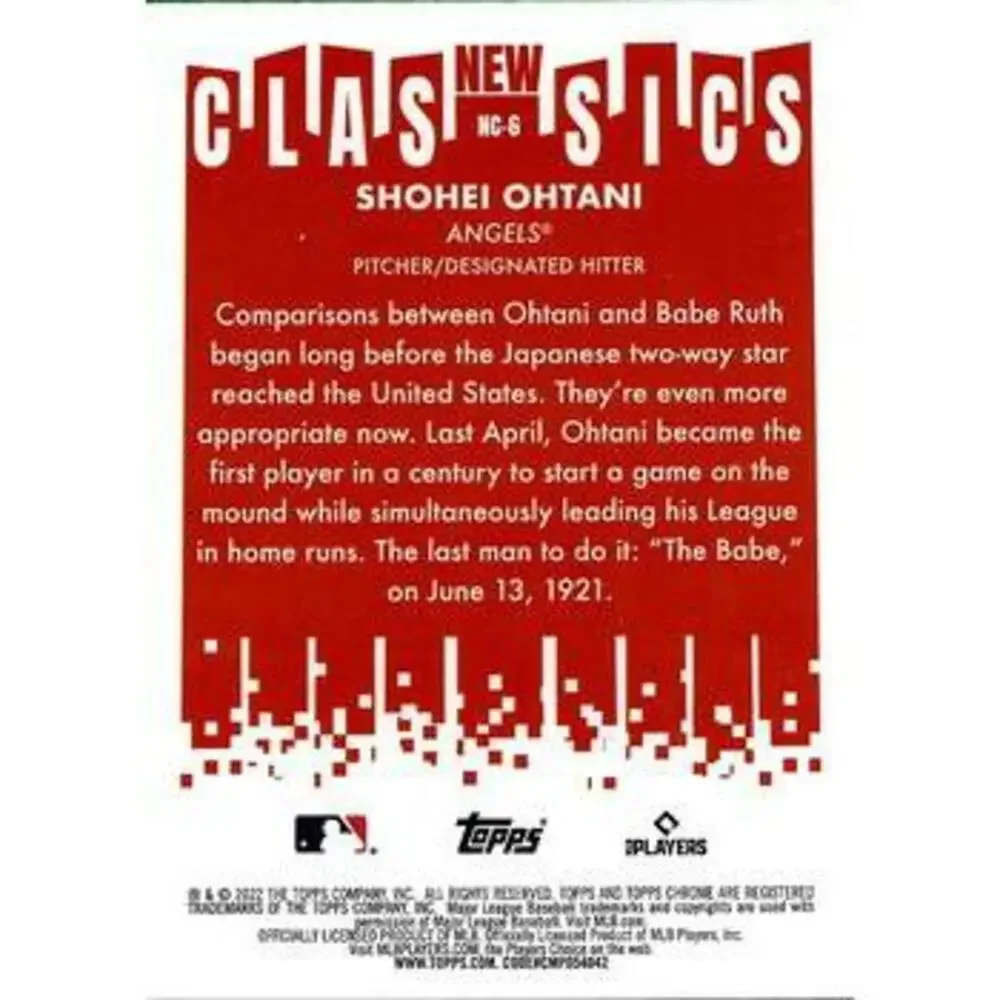 2022 Topps Chrome New Classics Shohei Ohtani #NC6 Los Angeles Angels